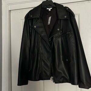 Black leather womens pleather jacket. Never worn.